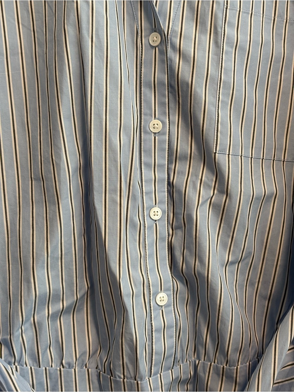 Classic Blue Stripe Long Sleeve Shirt Dress with Tie Detail - Picture 4 of 11